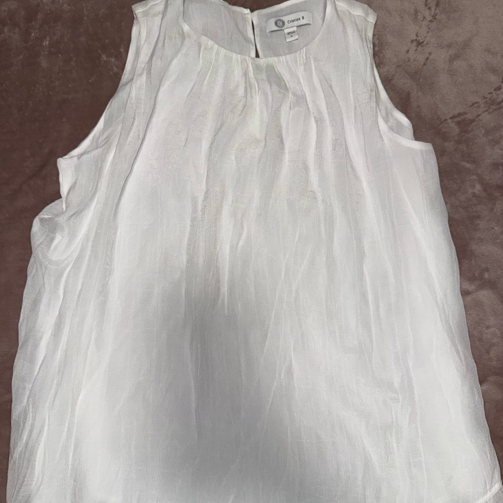 Elegant White Sleeveless Blouse Cristina b medium women’s top